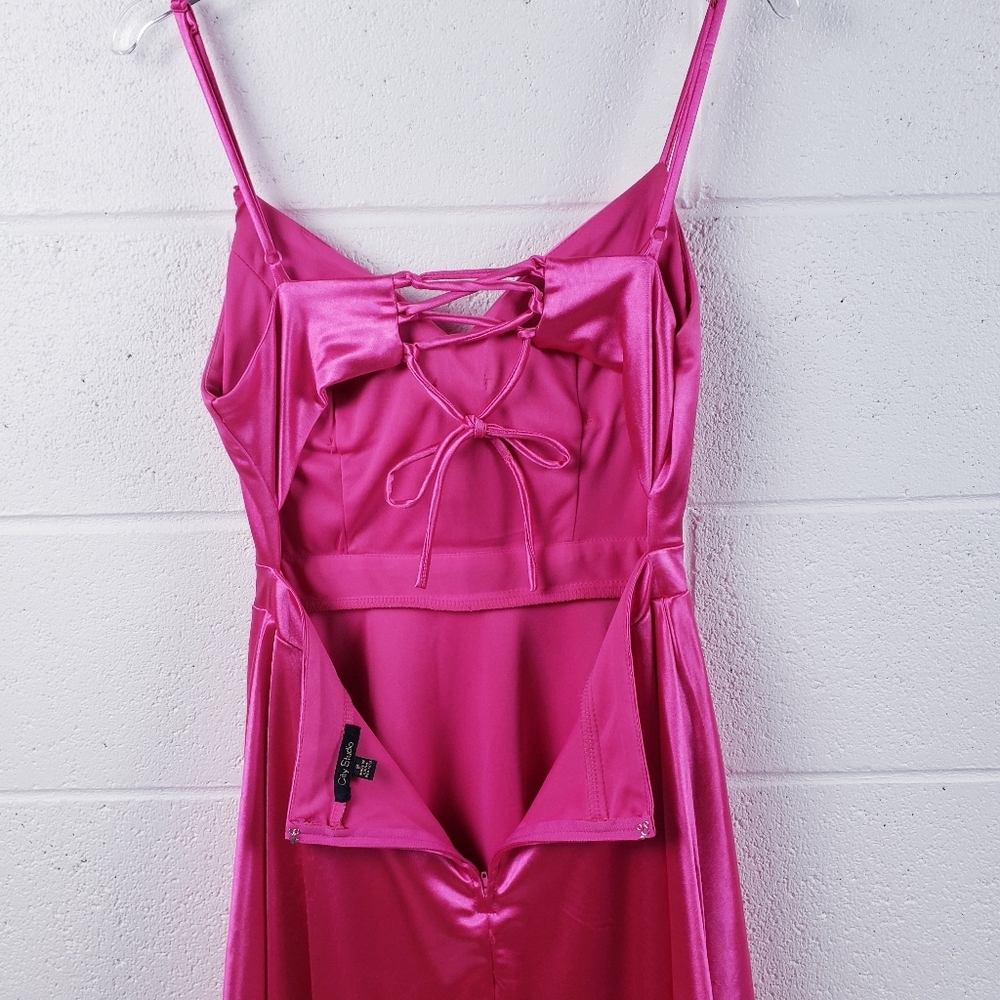 City Studio Junior Size 9 Satin Fit & Flare Homecoming Formal Dress Hot Pink - Picture 6 of 12